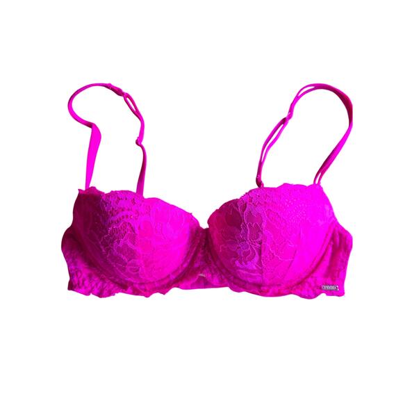 Pink Victoria's Secret Other - Pink Victoria's Secret Date Push Up Bra 32C Womens Hot Pink Underwired